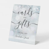 冬の黒の署名スクリプトカードとギフト 台座サイン (正面)