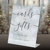 冬の黒の署名スクリプトカードとギフト 台座サイン