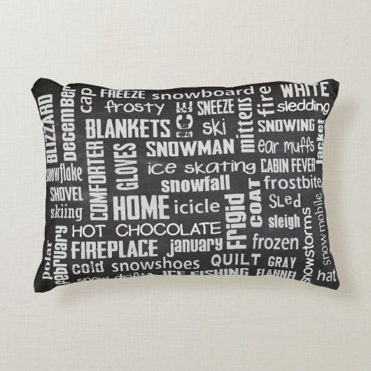 冬の黒板コラージュ アクセントクッション (正面)