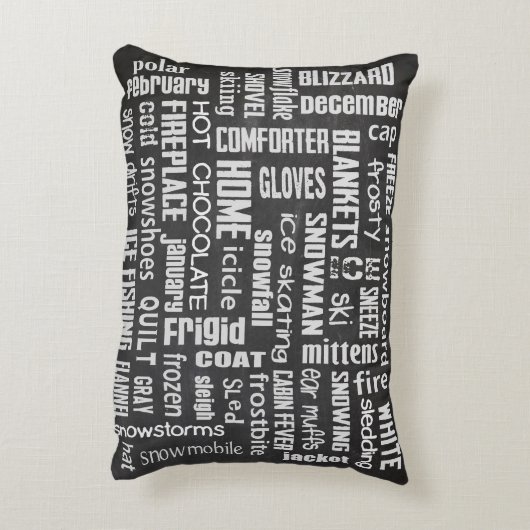 冬の黒板コラージュ アクセントクッション (裏面(縦))