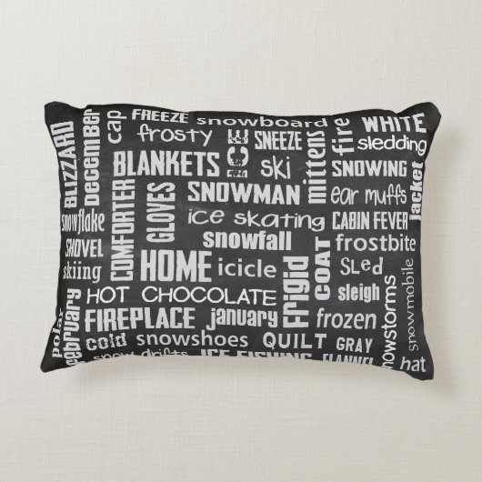 冬の黒板コラージュ アクセントクッション (裏面)