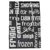 冬の黒板コラージュ ミディアムペーパーバッグ (正面)