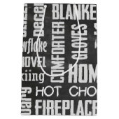 冬の黒板コラージュ ミディアムペーパーバッグ (裏面)