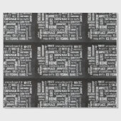 冬の黒板ワードクラウド ラッピングペーパー (フラット)