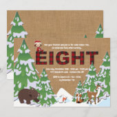 冬の８歳誕生日パーティーへの招待状 招待状 (正面/裏面)