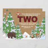 冬の2歳の誕生日パーティーの招待 招待状 (正面/裏面)