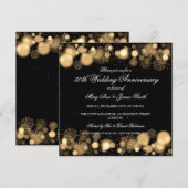 冬の50周年結婚記念日 ゴールド 招待状 (正面/裏面)