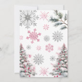 冬の70誕生日招待状、ピンクの冬 招待状 (裏面)