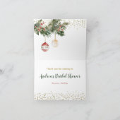 冬の「デッキ・ザ・ホールズ」ブライダルシャワーの折りたたみカード サンキューカード (内部)