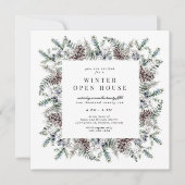 冬の パステル エレガント スクエア オープン ハウス 招待状 (正面)
