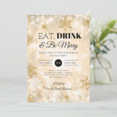 冬の「飲食べみ物」金ゴールドホリデークリスマスパーティー 招待状 (スタンド正面)