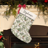 冬の《鳥》アメリカゴガラウッドランドウォーターカラークリスマス スモールクリスマスストッキング