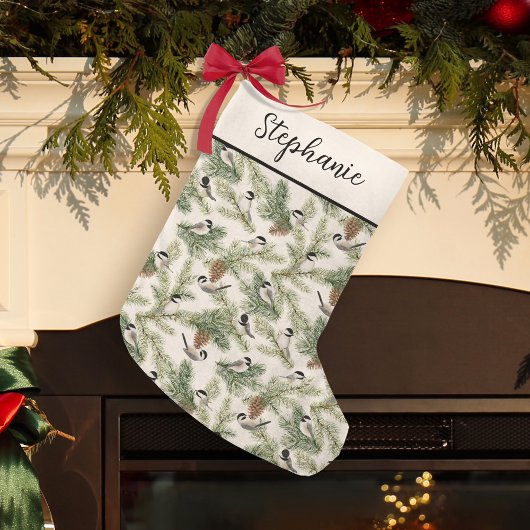 冬の《鳥》アメリカゴガラウッドランドウォーターカラークリスマス スモールクリスマスストッキング