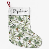 冬の《鳥》アメリカゴガラウッドランドウォーターカラークリスマス スモールクリスマスストッキング (正面)