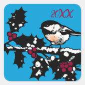 冬の《鳥》アメリカゴガラオンホリーウッドカットウィンターホリデーズ スクエアシール (正面)