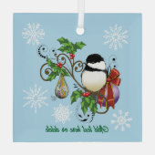冬の《鳥》アメリカゴガラクリスマス ガラスオーナメント (裏面)