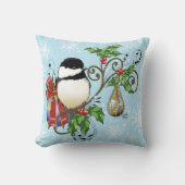冬の《鳥》アメリカゴガラクリスマス クッション (正面)