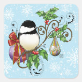 冬の《鳥》アメリカゴガラクリスマス スクエアシール (正面)