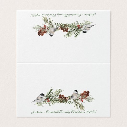 冬の《鳥》アメリカゴガラバーズゲストシーティング座席表 名刺 (外部フラット)