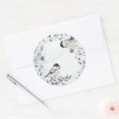 冬の《鳥》アメリカゴガラバーズダスティブルーリースクリスマス ラウンドシール (封筒)