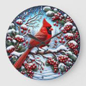 冬の（鳥）ショウジョウコウカンチョウの歌" -フェスティバル自然デコール ラージ壁時計 (正面)