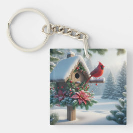 冬の（鳥）ショウジョウコウカンチョウオンフェスティバルバードハウス キーホルダー