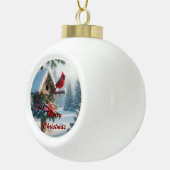 冬の(鳥)ショウジョウコウカンチョウオンフェスティバルバードハウス セラミックボールオーナメント (右)