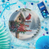 冬の（鳥）ショウジョウコウカンチョウオンフェスティバルバードハウス ペーパープレート (パーティー)