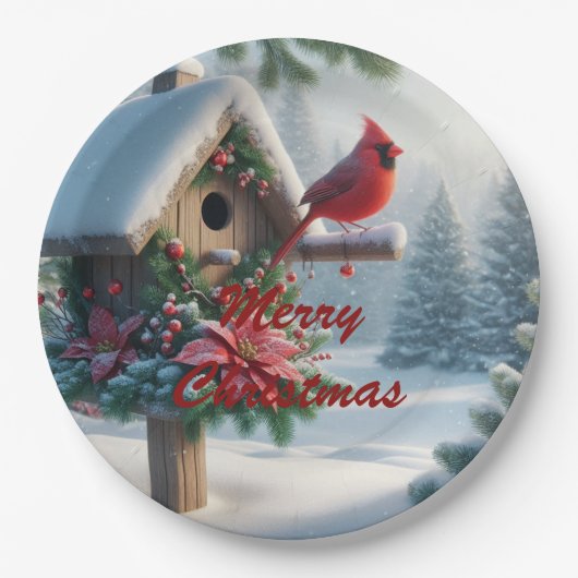 冬の（鳥）ショウジョウコウカンチョウオンフェスティバルバードハウス ペーパープレート (正面)