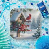 冬の(鳥)ショウジョウコウカンチョウオンフェスティバルバードハウス ペーパープレート (パーティー)