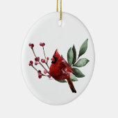 冬の（鳥）ショウジョウコウカンチョウクリスマス |コラージュカスタムフォト セラミックオーナメント (右)