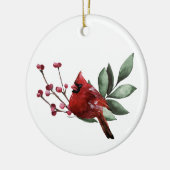冬の（鳥）ショウジョウコウカンチョウクリスマス |コラージュカスタムフォト セラミックオーナメント (左)
