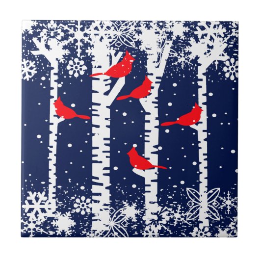冬の(鳥)ショウジョウコウカンチョウシーン タイル (正面)