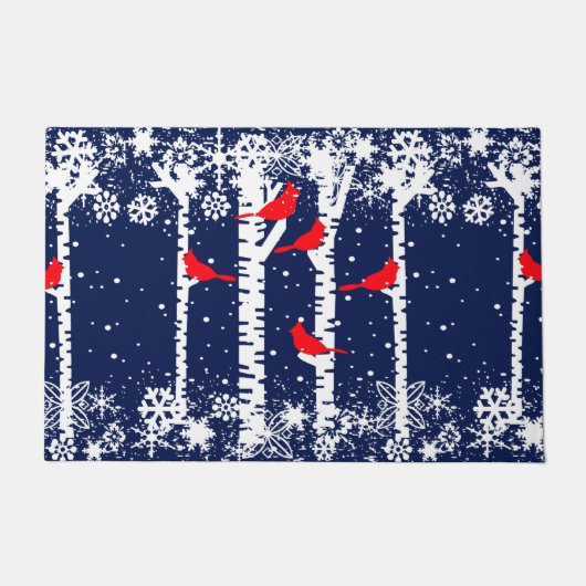 冬の（鳥）ショウジョウコウカンチョウシーン ドアマット (正面)