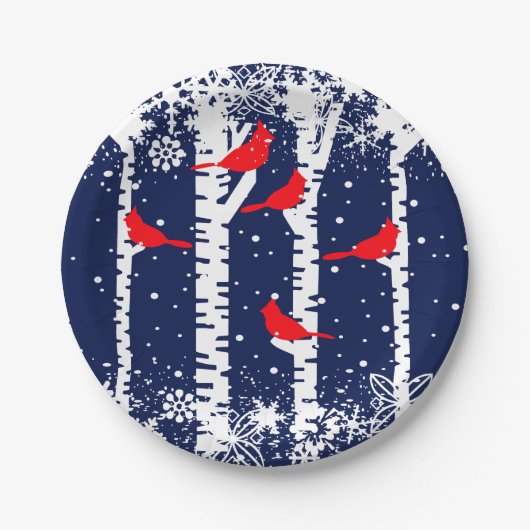 冬の（鳥）ショウジョウコウカンチョウシーン ペーパープレート (正面)