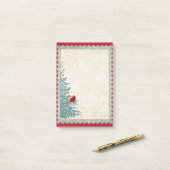 冬の(鳥)ショウジョウコウカンチョウツリーヴィンテージダマスク ポストイット (デスク上)