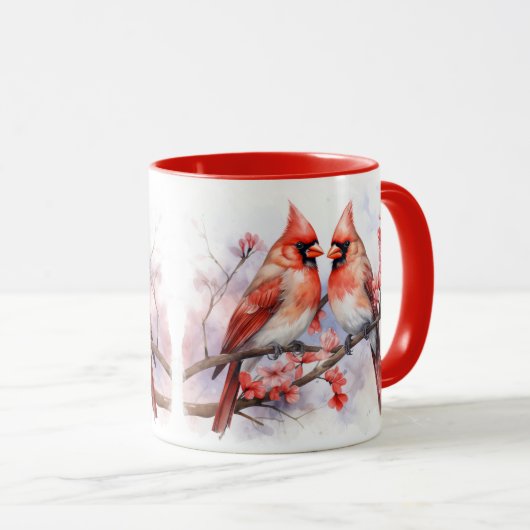 冬の（鳥）ショウジョウコウカンチョウペア1 マグカップ (正面右)