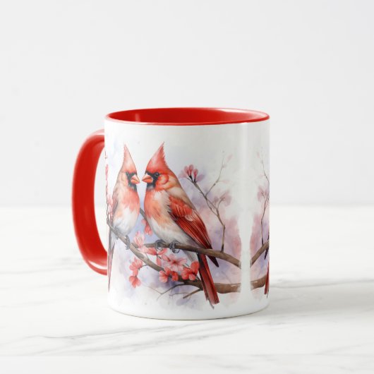 冬の(鳥)ショウジョウコウカンチョウペア1 マグカップ (正面左)