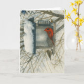 冬の（鳥）ショウジョウコウカンチョウ水カラー_2 カード (黄色い花)