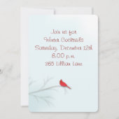 冬の（鳥）ショウジョウコウカンチョウ編集可能招待状カード 招待状 (正面)