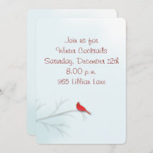 冬の（鳥）ショウジョウコウカンチョウ編集可能招待状カード