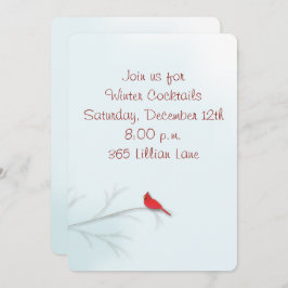 冬の（鳥）ショウジョウコウカンチョウ編集可能招待状カード 招待状