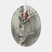 冬の(鳥)ショウジョウコウカンチョウ ガラスオーナメント (正面左)