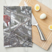 冬の（鳥）ショウジョウコウカンチョウ キッチンタオル (四つ折り)