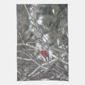 冬の（鳥）ショウジョウコウカンチョウ キッチンタオル (縦)