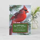 冬の（鳥）ショウジョウコウカンチョウRIPメモリアル結婚クリスマス 招待状 (スタンド正面)