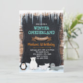 冬の Arctic テーマパーティー招待状 招待状 (スタンド正面)