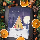 冬のAフレームスキーシャレーのイラスト肖像 シーズンカード