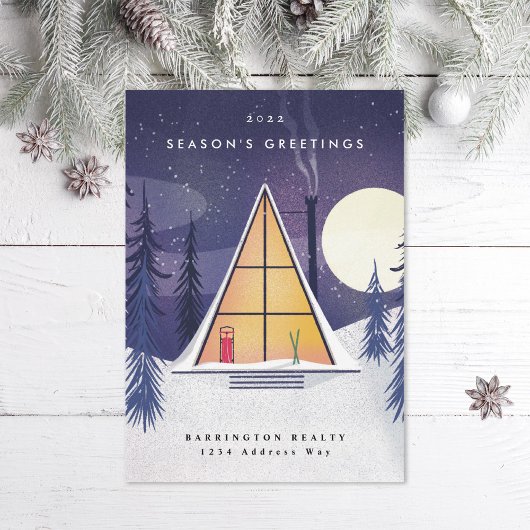 冬のAフレームスキーチャレットのイラスト肖像 シーズンカード