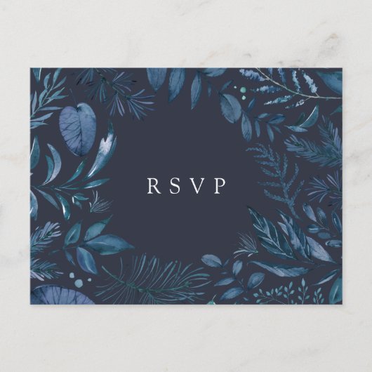 冬のAzure |植物性食事の選択ウェディングRSVP インビテーションポストカード (正面)